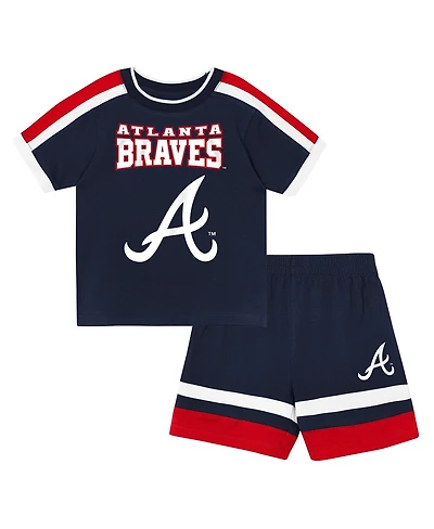 Outerstuff Toddler 2-Piece Navy Atlanta Braves Ground Ball T-Shirt and Shorts Set