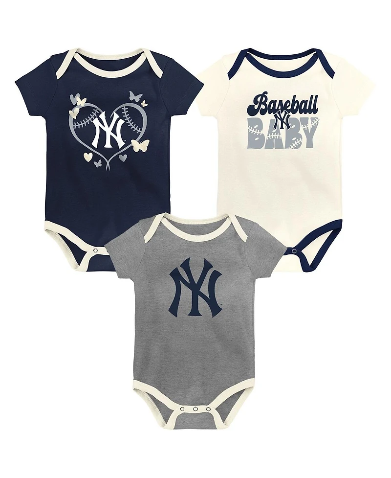 Outerstuff Baby Boys and Girls New York Yankees Home Team 3-Pack Bodysuit Set