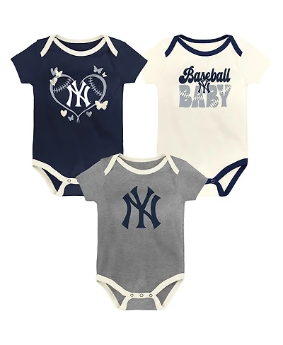 Outerstuff Baby Boys and Girls New York Yankees Home Team 3-Pack Bodysuit Set