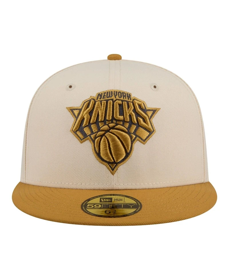 New Era Men's Cream/Tan York Knicks Two-Tone Color Pack 59FIFTY Fitted Hat