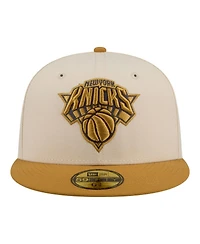 New Era Men's Cream/Tan York Knicks Two-Tone Color Pack 59FIFTY Fitted Hat