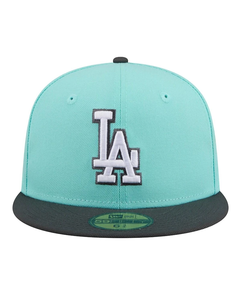 New Era Men's Turquoise/Charcoal Los Angeles Dodgers Two-Tone Color Pack 59FIFTY Fitted Hat