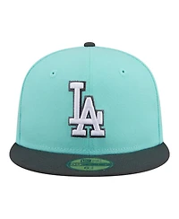 New Era Men's Turquoise/Charcoal Los Angeles Dodgers Two-Tone Color Pack 59FIFTY Fitted Hat
