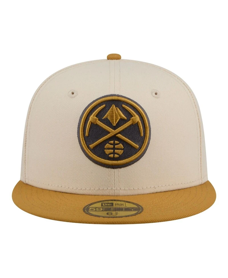 New Era Men's Cream/Tan Denver Nuggets Two-Tone Color Pack 59FIFTY Fitted Hat