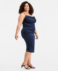 Emerald Sundae Trendy Plus Ruched Bodycon Midi Dress