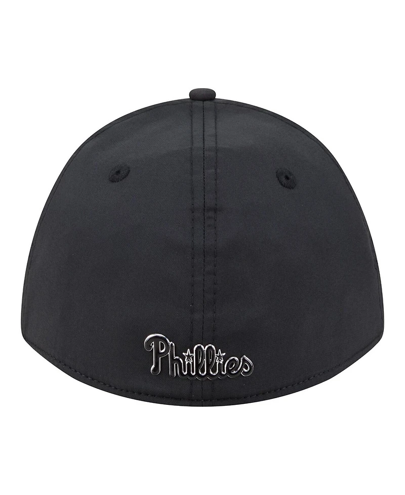 New Era Men's Black Philadelphia Phillies Metallic 39THIRTY M-Crown Flex Hat