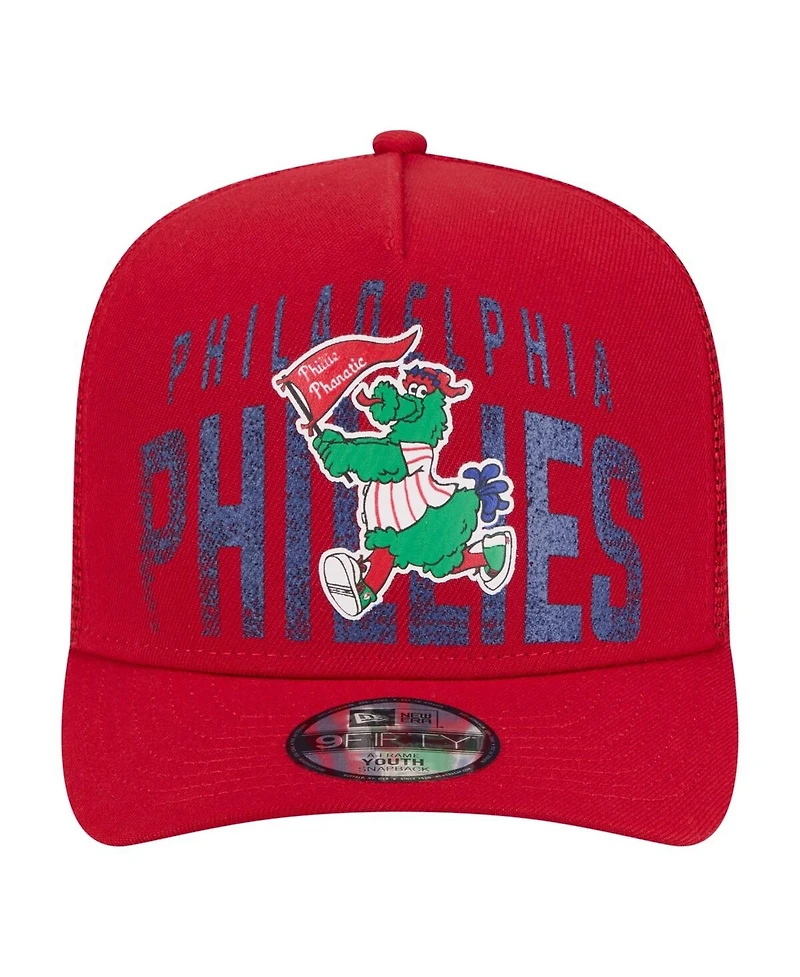 New Era Big Boys and Girls Red Philadelphia Phillies Logo Fade A-Frame 9FIFTY Snapback Hat