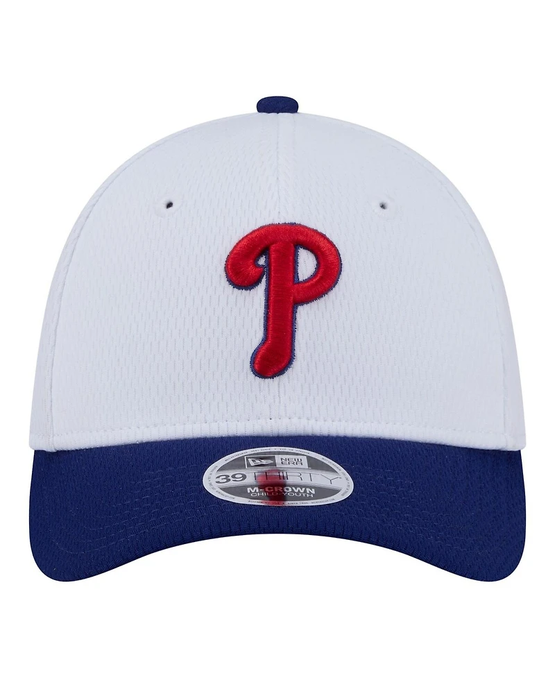 New Era Big Boys and Girls White/Red Philadelphia Phillies Baseball 39THIRTY M-Crown Flex Hat