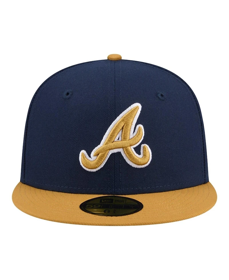 New Era Men's Navy/Khaki Atlanta Braves Two-Tone Color Pack 59FIFTY Fitted Hat