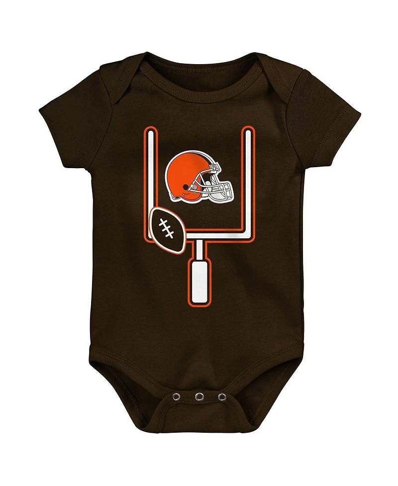 Outerstuff Baby Boys and Girls 3-Pack Cleveland Browns Littlest Player Bodysuit Set