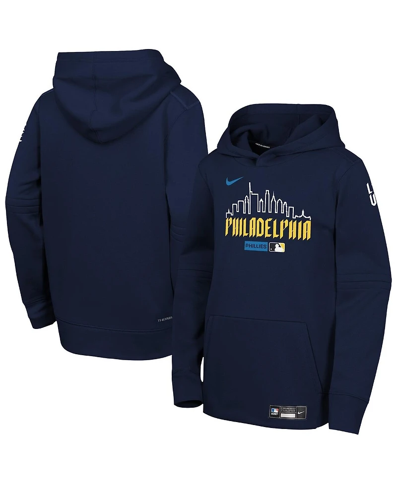 Nike Big Boys and Girls Navy Philadelphia Phillies Authentic Collection City Connect Therma-fit Hoodie