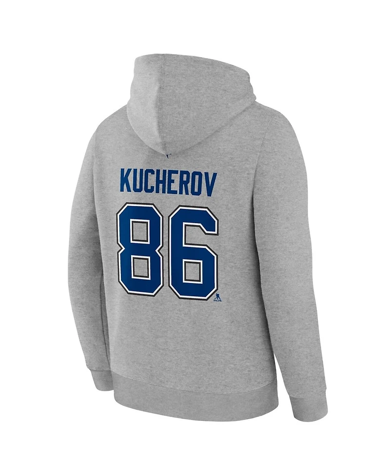 Fanatics Men's Nikita Kucherov Steel Tampa Bay Lightning Authentic Stack Name and Number Hoodie