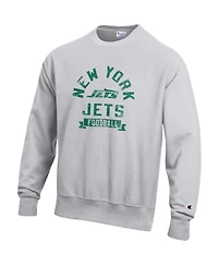 Champion Men's Heather Gray New York Jets Reverse Weave Fleece Pullover Sweatshirt