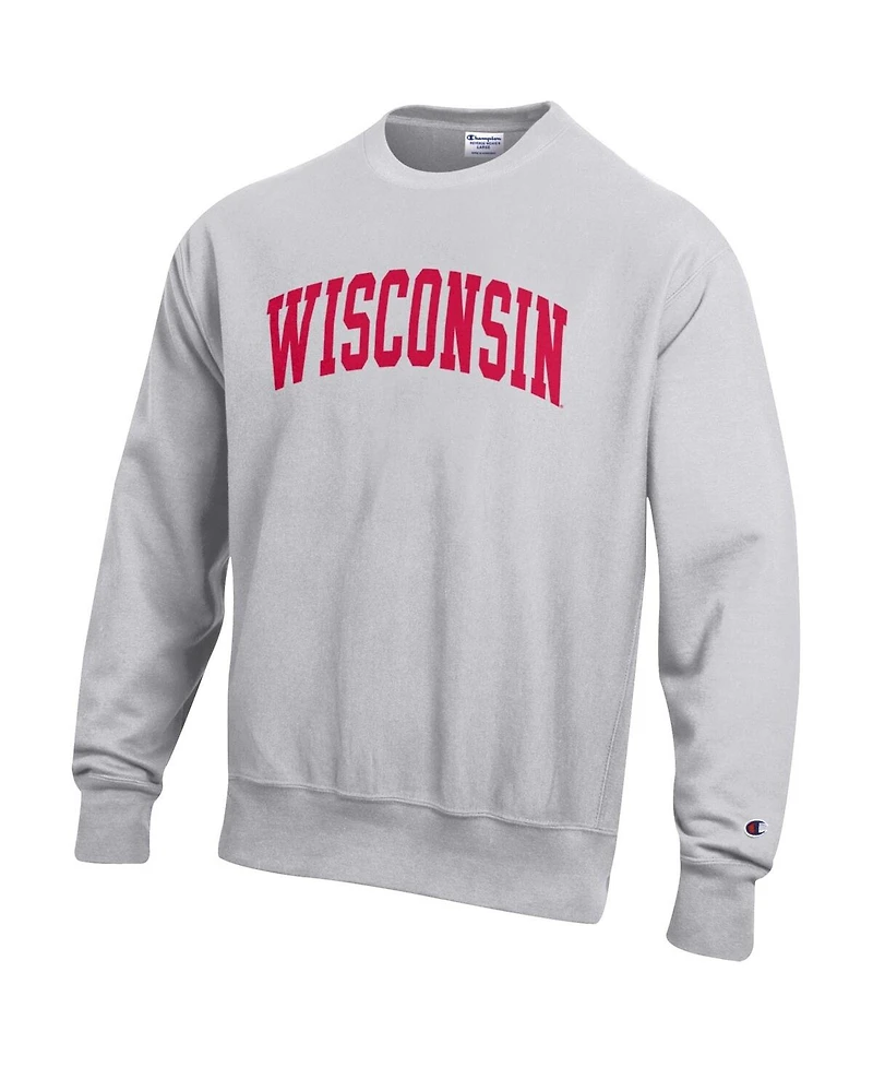 Champion Men's Gray Wisconsin Badgers Reverse Weave Fleece Sweatshirt