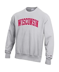 Champion Men's Gray Wisconsin Badgers Reverse Weave Fleece Sweatshirt