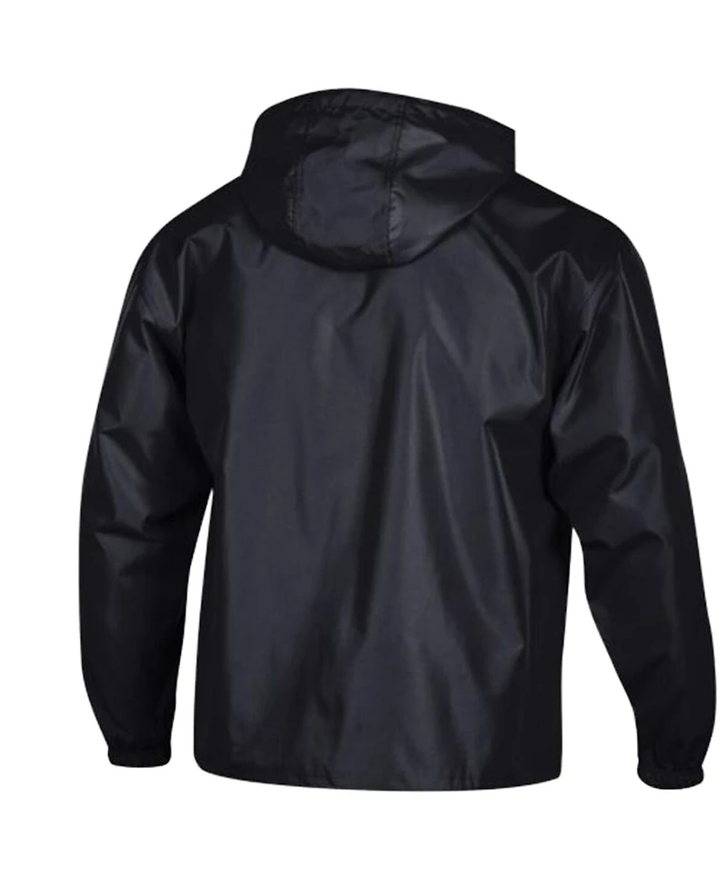 Champion Men's Black Carolina Panthers Packable Hooded Windbreaker Half-Zip Jacket