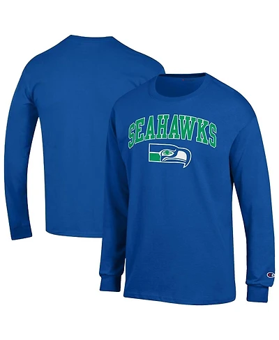 Champion Men's Royal Seattle Seahawks Arch Over Logo Long Sleeve T-Shirt