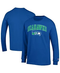 Champion Men's Royal Seattle Seahawks Arch Over Logo Long Sleeve T-Shirt