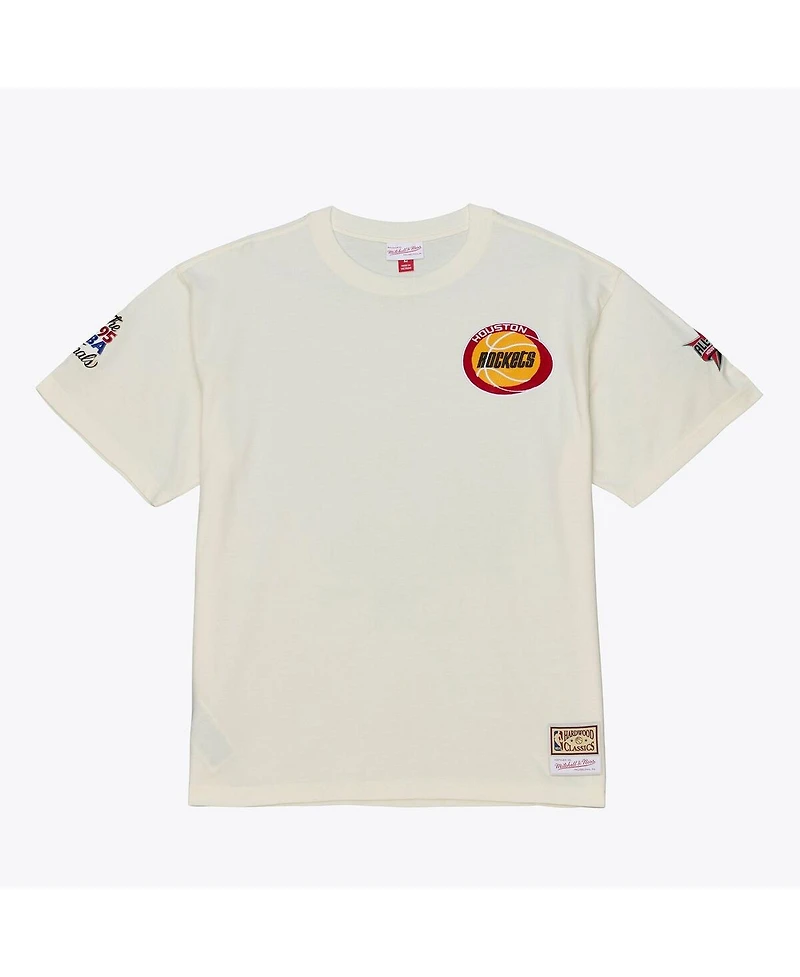 Mitchell & Ness Men's Cream Houston Rockets Hardwood Classics Chainstitch Premium T-Shirt