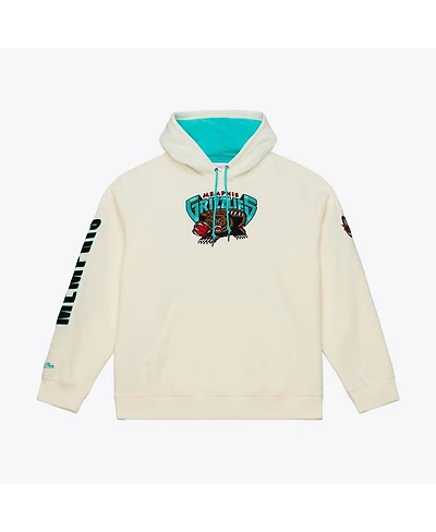 Mitchell & Ness Men's Cream Memphis Grizzlies Hardwood Classics Chainstitch Premium Fleece Hoodie