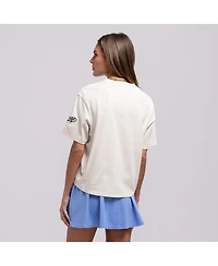 Mitchell & Ness Women's Cream Chicago Cubs Cooperstown Yacht Rock Boxy Cropped T-Shirt