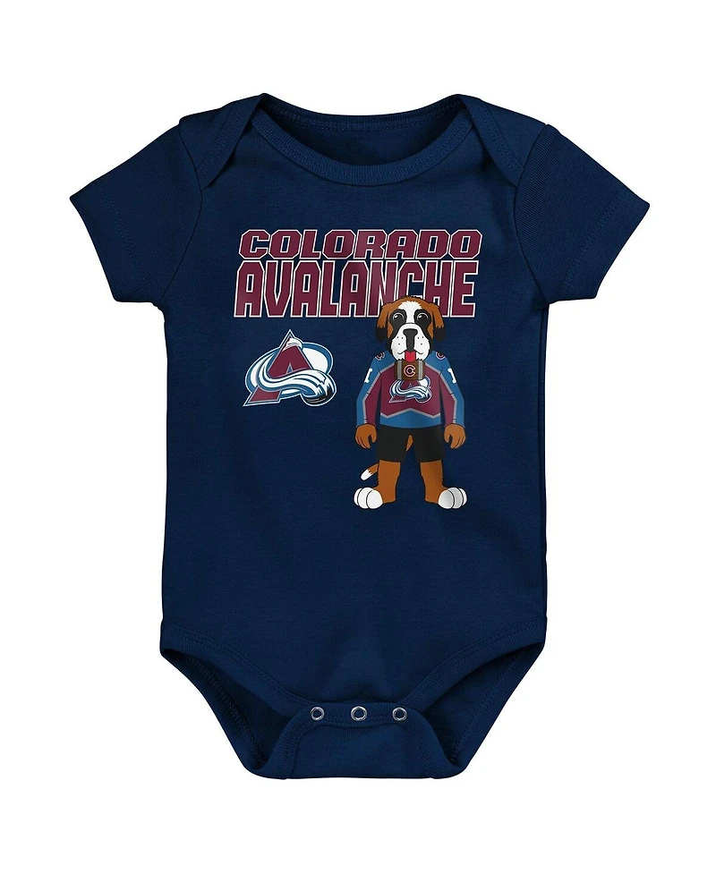 Outerstuff Baby Boys and Girls 3-Pack Colorado Avalanche Littlest Player Bodysuit Set