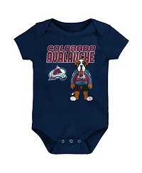 Outerstuff Baby Boys and Girls 3-Pack Colorado Avalanche Littlest Player Bodysuit Set