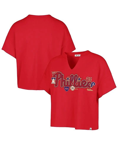 Stoney Clover Lane X '47 Brand Women's Red Philadelphia Phillies Oversized Notch Neck T-Shirt