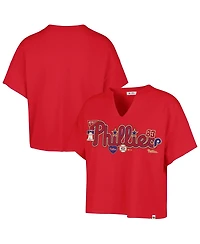 Stoney Clover Lane X '47 Brand Women's Red Philadelphia Phillies Oversized Notch Neck T-Shirt