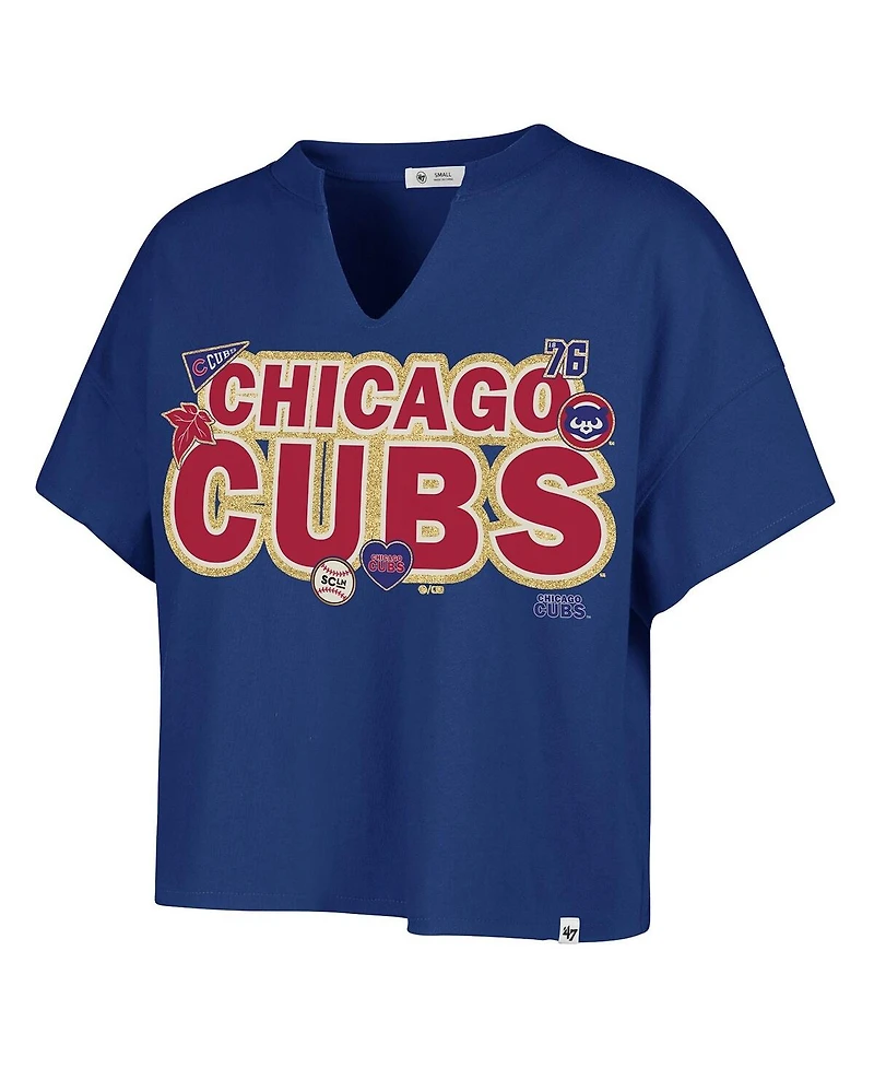 Stoney Clover Lane X '47 Brand Women's Royal Chicago Cubs Oversized Notch Neck T-Shirt
