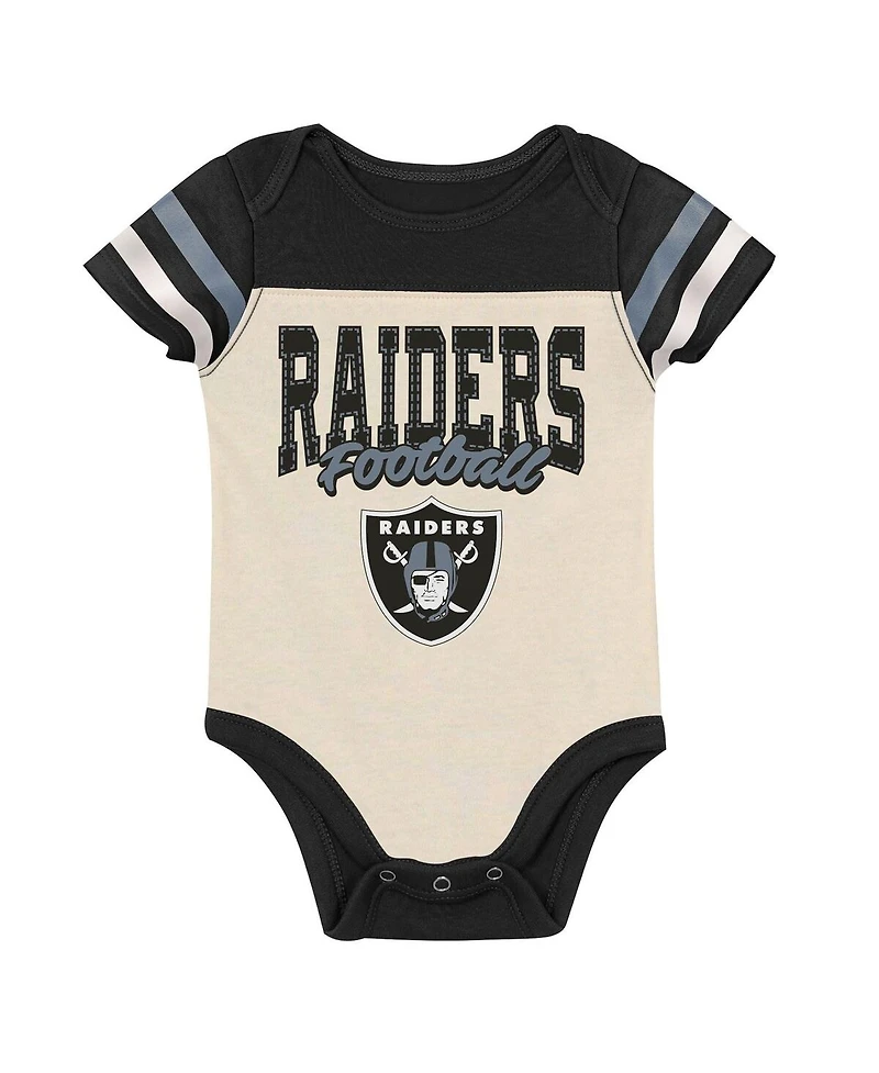 Outerstuff Baby Boys and Girls 3-Piece Las Vegas Raiders Up One Bodysuit, Bib Booties Set