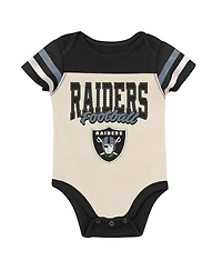 Outerstuff Baby Boys and Girls 3-Piece Las Vegas Raiders Up One Bodysuit, Bib Booties Set