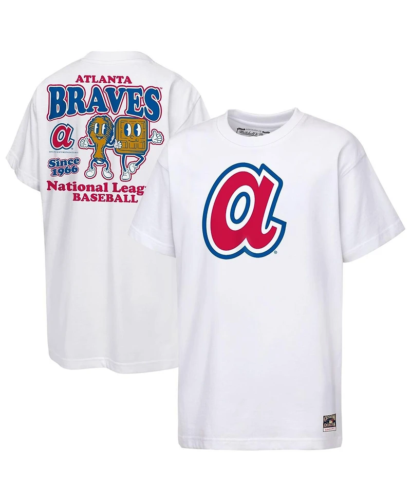 Mitchell & Ness Big Boys and Girls White Atlanta Braves Cooperstown Concession T-Shirt