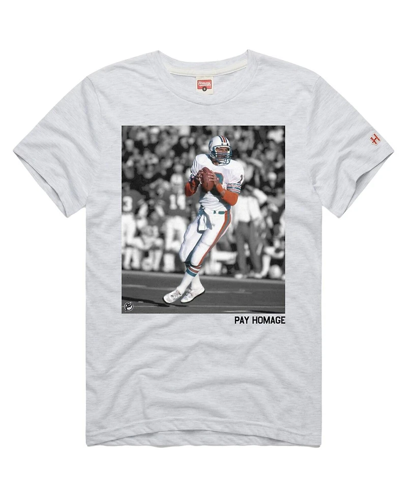 Homage Men's and Women's Dan Marino Ash Miami Dolphins Pay Tri-Blend T-Shirt