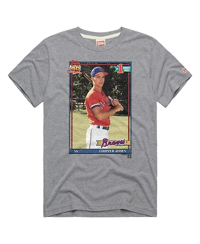 Homage Men's Chipper Jones Gray Atlanta Braves Topps Baseball Card Tri-Blend T-Shirt