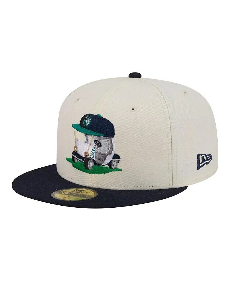 New Era Men's Cream/Navy Seattle Mariners Bullpen Cart 59FIFTY Fitted Hat