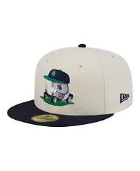 New Era Men's Cream/Navy Seattle Mariners Bullpen Cart 59FIFTY Fitted Hat