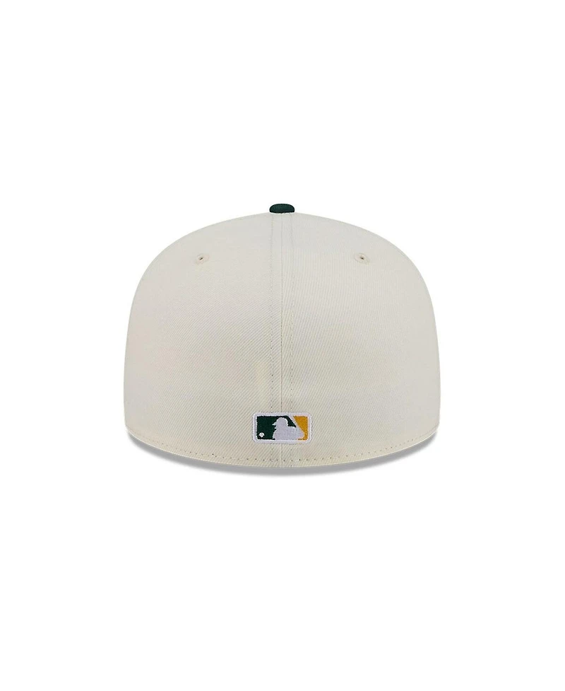 New Era Men's Cream/Green Athletics Bullpen Cart 59FIFTY Fitted Hat