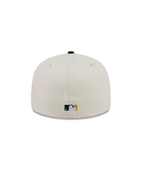 New Era Men's Cream/Green Athletics Bullpen Cart 59FIFTY Fitted Hat