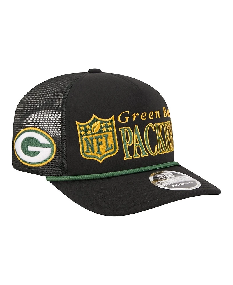 New Era Men's Black Green Bay Packers Throwback Foam 19TWENTY Adjustable Hat