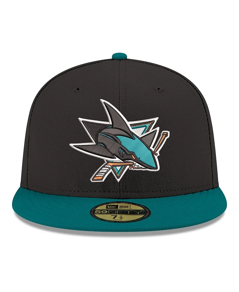 New Era Men's Black San Jose Sharks Core Logo Two-Tone 59FIFTY Fitted Hat