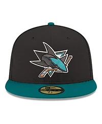 New Era Men's Black San Jose Sharks Core Logo Two-Tone 59FIFTY Fitted Hat