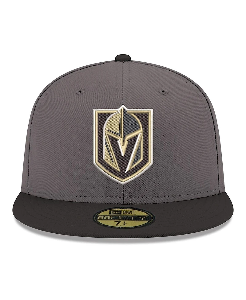 New Era Men's Gray Vegas Golden Knights Core Logo Two-Tone 59FIFTY Fitted Hat