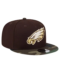 New Era Men's Dark Brown Philadelphia Eagles Burnt Wood Camo 9FIFTY Snapback Hat