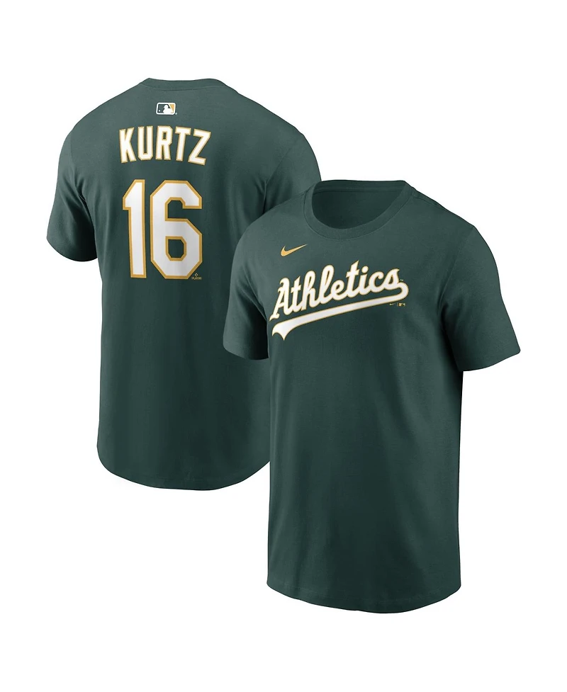 Nike Men's Nick Kurtz Green Athletics Home Name and Number T-Shirt