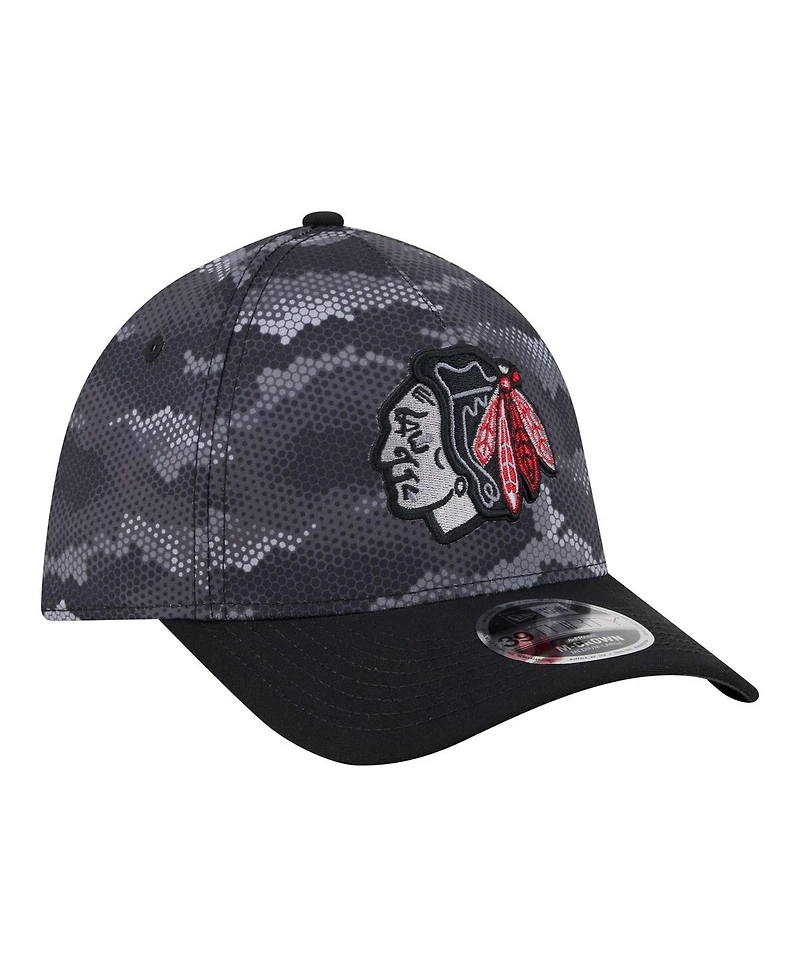 New Era Men's Black Chicago Blackhawks Zero Dark 39THIRTY Flex Hat