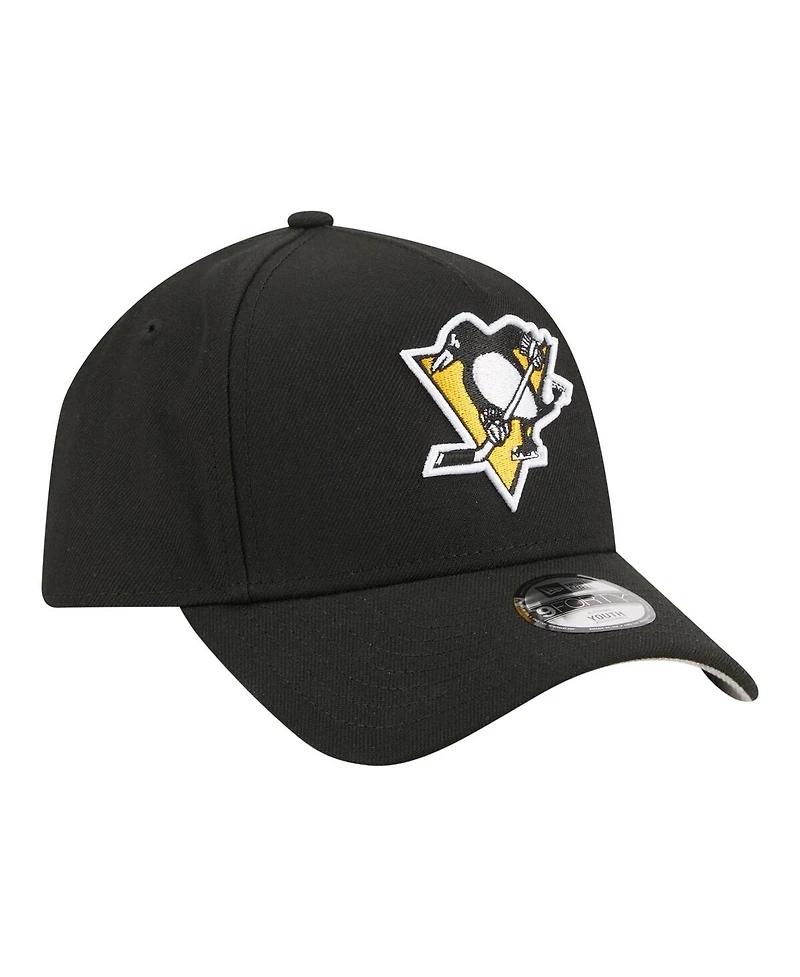 New Era Big Boys and Girls Black Pittsburgh Penguins 9FORTY A-Frame Adjustable Hat