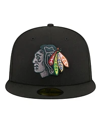 New Era Men's Black Chicago Blackhawks Color Pop 59FIFTY Fitted Hat