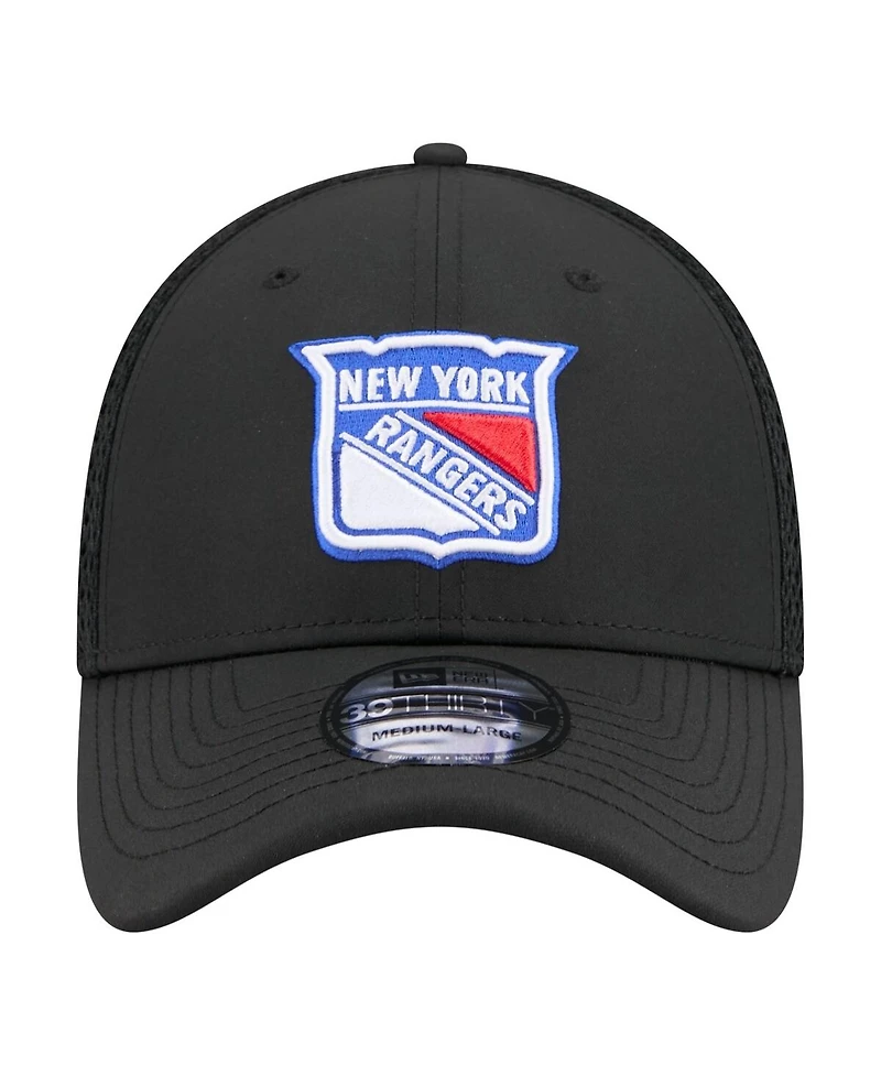 New Era Men's Black York Rangers Logo 39THIRTY Flex Hat