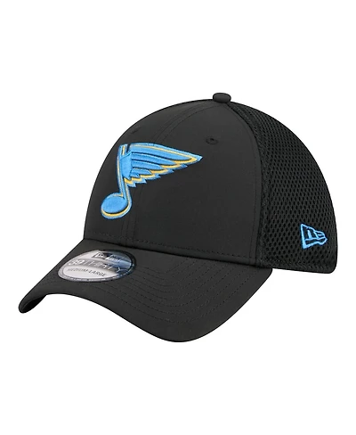 New Era Men's Black St. Louis Blues Logo 39THIRTY Flex Hat